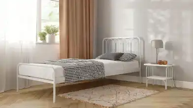 Металлическая кровать Corsa, цвет белый шагрень в спальню Askona фотография товара - 2 - превью